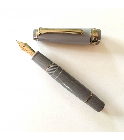 Stylo-plume Sailor PG Slim Mini Gold Ayur Grey, bec or 14 carats MF, à L’Ecritoire design, Lausanne