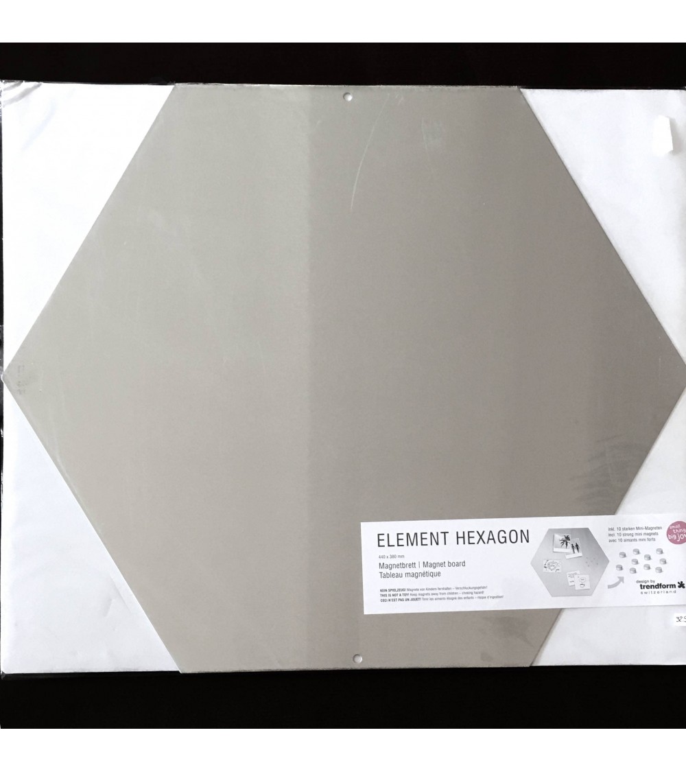 Tableau métallique d'affichage hexagonal pour aimants, acier, de