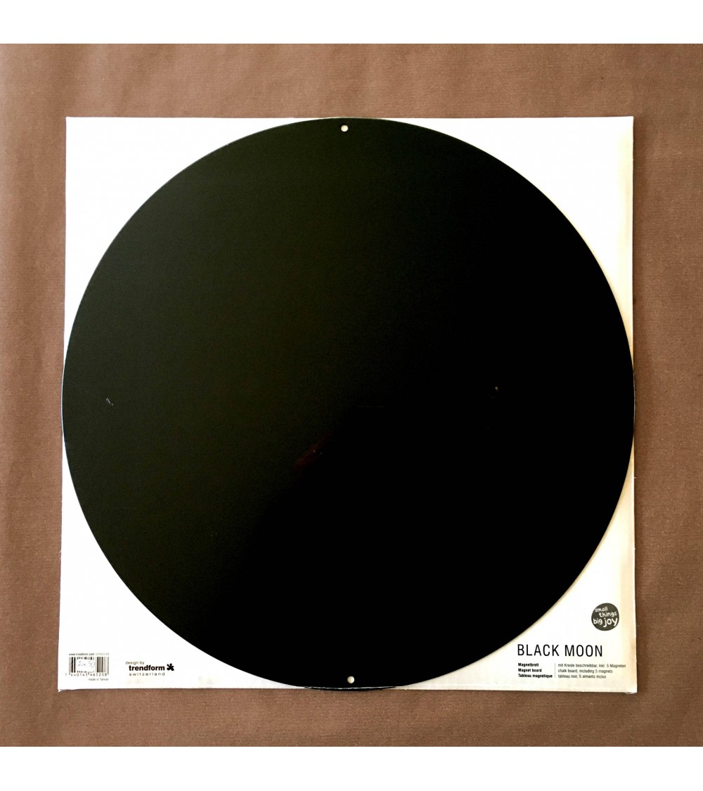 Tableau métallique d'affichage rond pour aimants Black Moon, noir