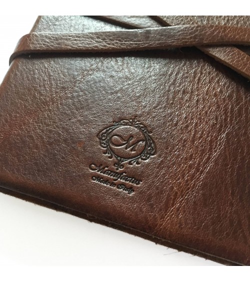 Carnet Manufactus Laccio, couverture cuir veau Vintage Brown, 256 pages papier vélin, fabriqué en Italie