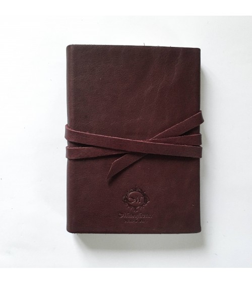 Carnet Manufactus Laccio, couverture cuir veau Lie de vin, 256 pages papier vélin, fabriqué en Italie