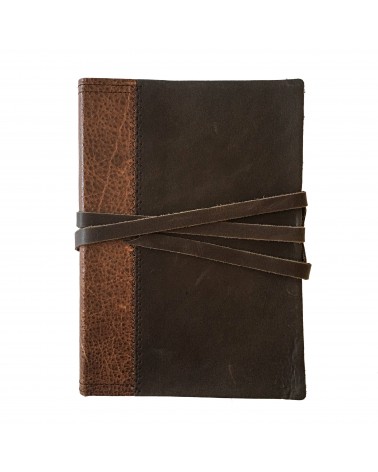 Carnet Manufactus New Betty, couverture cuir veau cognac texturé et marron, 288 pages blanches couleur ivoire
