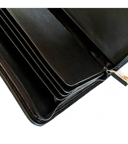 Porte-documents PA trieur 5 compartiments format A4, cuir noir