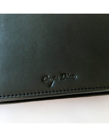 Porte-documents trieur PA Carpe diem A4, zippé cuir noir, 4 compartiments pour documents A4, boucle pour stylo.