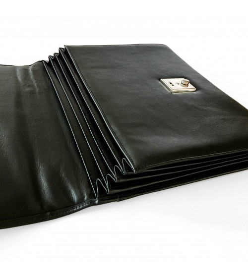 Porte-documents PA trieur 5 compartiments format A4, cuir noir