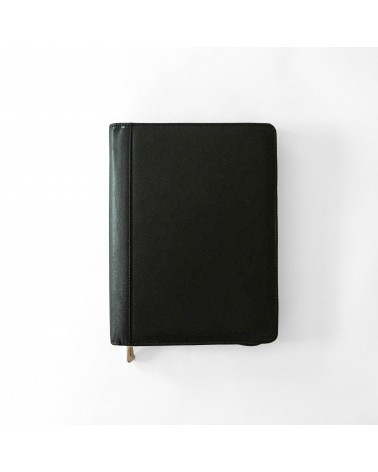 Porte-bloc PA Carpe Diem, format A5, zippé en cuir noir.