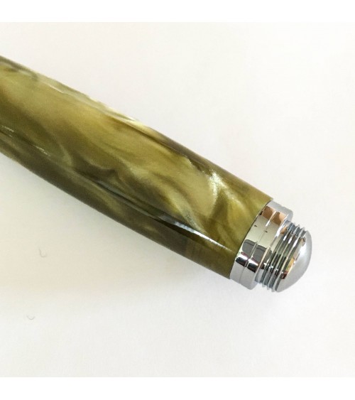 Stylo-plume Récife Baoshi Soyouz Citrine (tons vert olive clairs et foncés, effet   chatoyant), plume en acier M