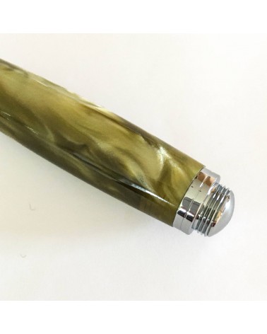 Stylo-plume Récife Baoshi Soyouz Citrine (tons vert olive clairs et foncés, effet   chatoyant), plume en acier M