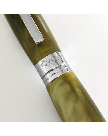 Stylo-plume Récife Baoshi Soyouz Citrine (tons vert olive clairs et foncés, effet   chatoyant), plume en acier M