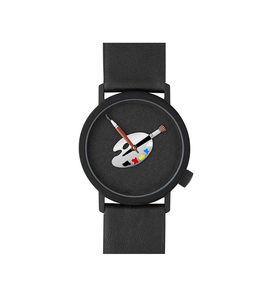 Montre AKTEO Peinture palette 32 Noir, bracelet cuir noir