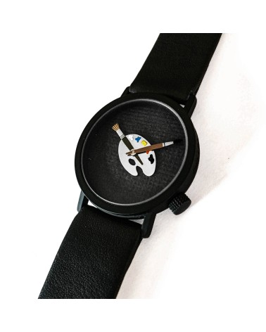 Montre AKTEO Peinture palette 32 Noir, bracelet cuir noir