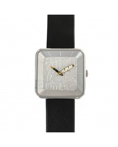 Montre AKTEO Ecrivain sQuare 35, bracelet cuir noir.