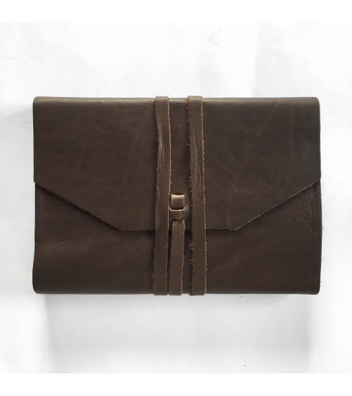 Carnet rechargeable Manufactus Laccio, couverture cuir de veau marron, fabriqué en Italie