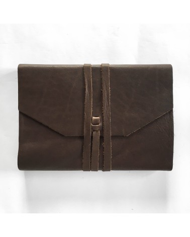 Carnet rechargeable Manufactus Laccio, couverture cuir de veau marron, fabriqué en Italie