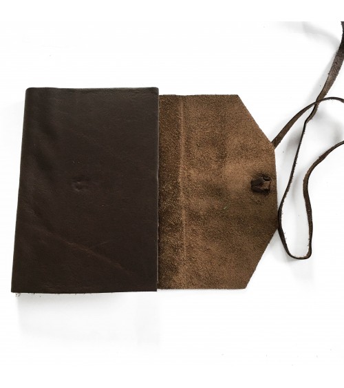 Carnet rechargeable Manufactus Laccio, couverture cuir de veau marron, fabriqué en Italie