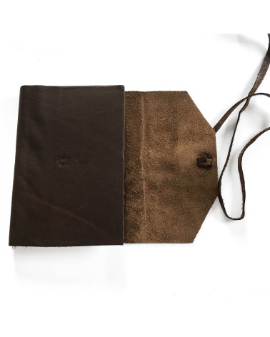 Carnet rechargeable Manufactus Laccio, couverture cuir de veau marron, fabriqué en Italie