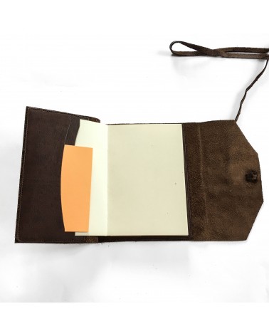 Carnet rechargeable Manufactus Laccio, couverture cuir de veau marron, fabriqué en Italie