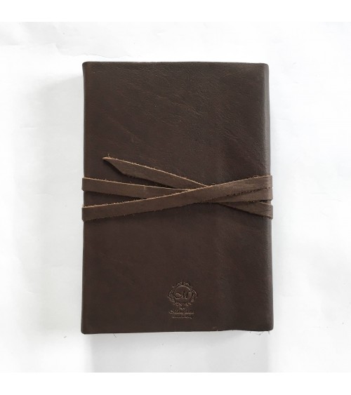 Carnet rechargeable Manufactus Laccio, couverture cuir de veau marron, fabriqué en Italie