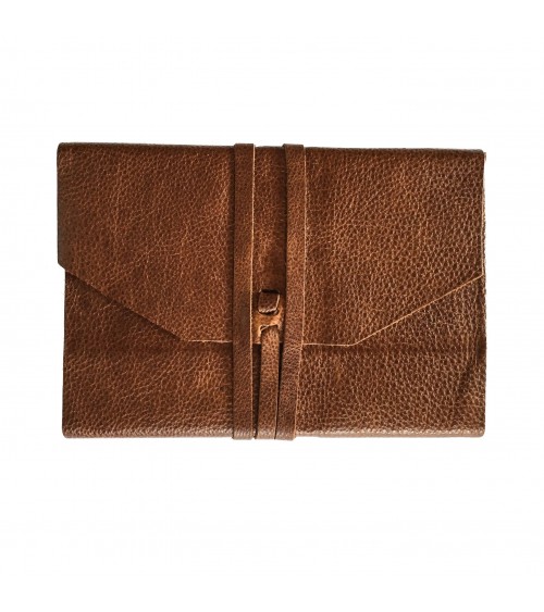 Carnet rechargeable Manufactus Laccio, couverture cuir de veau vintage brown, fabriqué en Italie