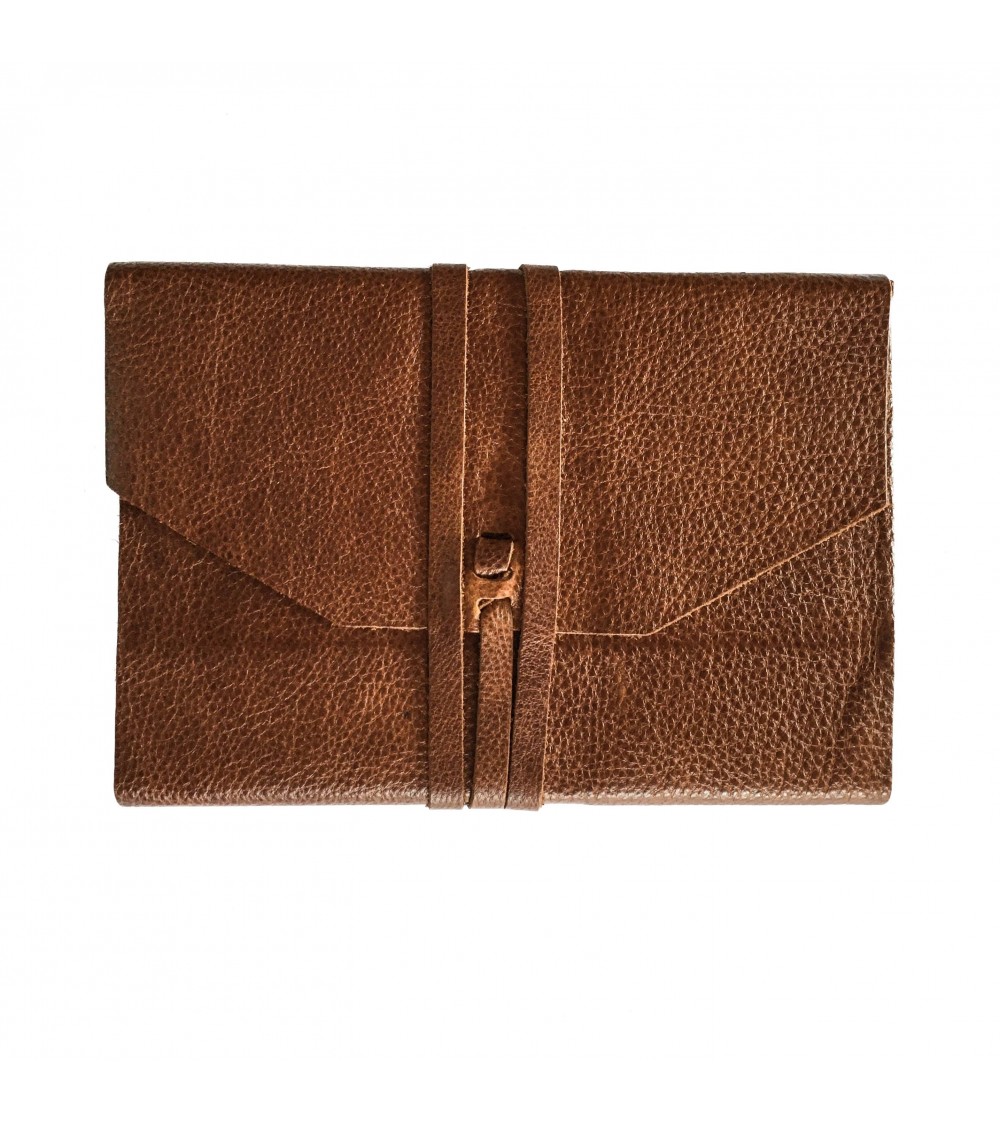 Carnet rechargeable Manufactus Laccio, couverture cuir de veau vintage brown, fabriqué en Italie