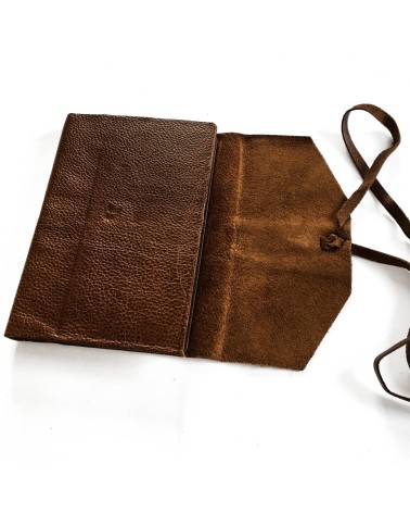 Carnet rechargeable Manufactus Laccio, couverture cuir de veau vintage brown, fabriqué en Italie