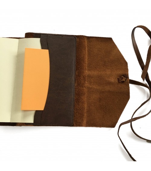 Carnet rechargeable Manufactus Laccio, couverture cuir de veau vintage brown, fabriqué en Italie