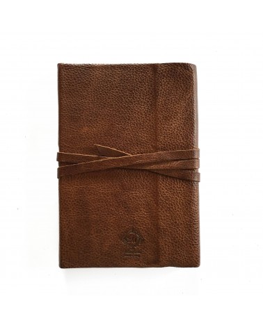 Carnet rechargeable Manufactus Laccio, couverture cuir de veau vintage brown, fabriqué en Italie
