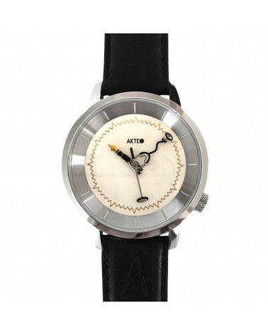 Montre AKTEO Médecin 38 Blanc-Acier inox, bracelet noir