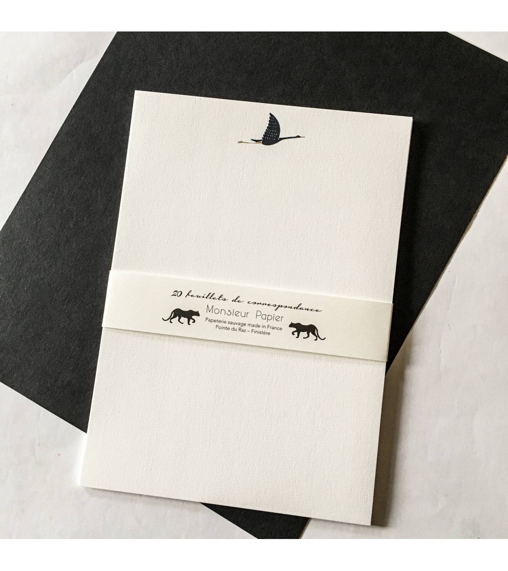 Vingt feuilles de papier à lettres Monsieur Papier avec entête « Vol de nuit »