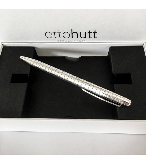 Stylo-bille Otto Hutt Design 02 Argent 925, guilloché motif rectangles