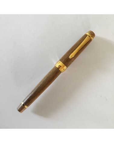 Stylo-plume Pilot Custom Enju, corps bois d’arbre des pagodes, bec or 18 carats largeur M, étui cuir