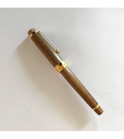 Stylo-plume Pilot Custom Enju, corps bois d’arbre des pagodes, bec or 18 carats largeur M, étui cuir