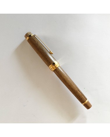 Stylo-plume Pilot Custom Enju, corps bois d’arbre des pagodes, bec or 18 carats largeur M, étui cuir