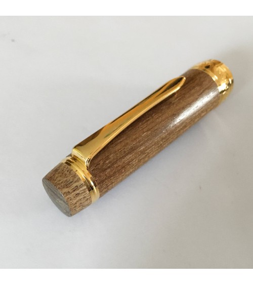 Stylo-plume Pilot Custom Enju, corps bois d’arbre des pagodes, bec or 18 carats largeur M, étui cuir