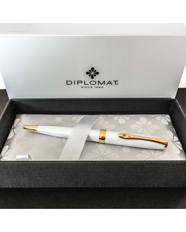 Stylo-bille Diplomat Excellence A2 Blanc perle doré, fabriqué en Allemagne