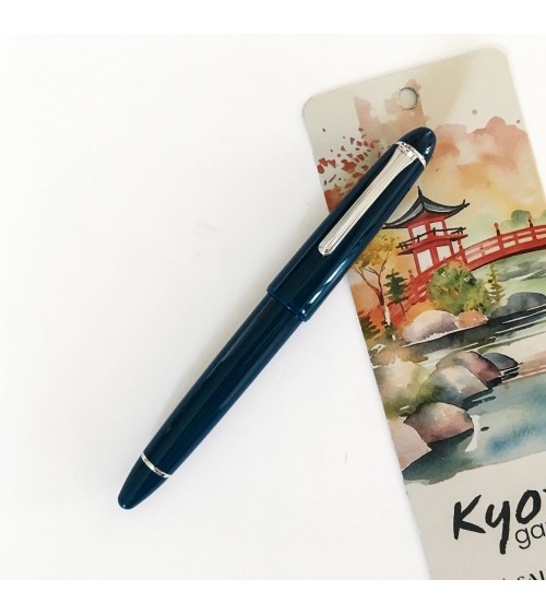 Set stylo-plume Sailor 1911L Ringless Kyoto Garden Suikyou (Bleu), bec or largeur M et encre assortie