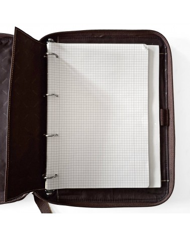 Porte-document Filofax format A4 avec poignée, cuir marron, fermeture éclair