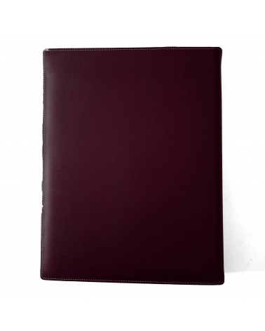 Classeur PA format A4 avec bloc-note, cuir lisse bordeaux foncé