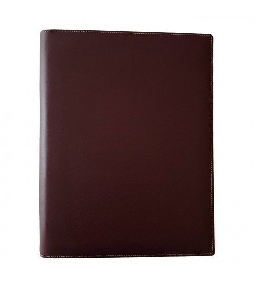 Classeur PA format A4 avec bloc-note, cuir lisse bordeaux foncé