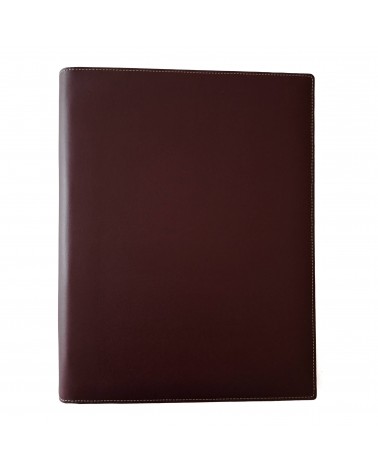 Classeur PA format A4 avec bloc-note, cuir lisse bordeaux foncé