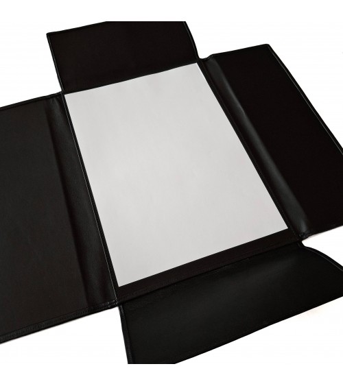 Chemise PA 3 rabats format A4, cuir noir