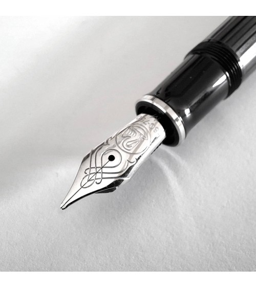 Stylo-plume à piston Pelikan Souverän 805 Stresemann, plume or 18 carats rhodié