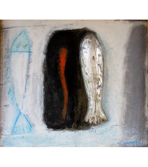 Tableau titré « Lamproie », 1999, par le peintre cubain Vladimir Carvajal