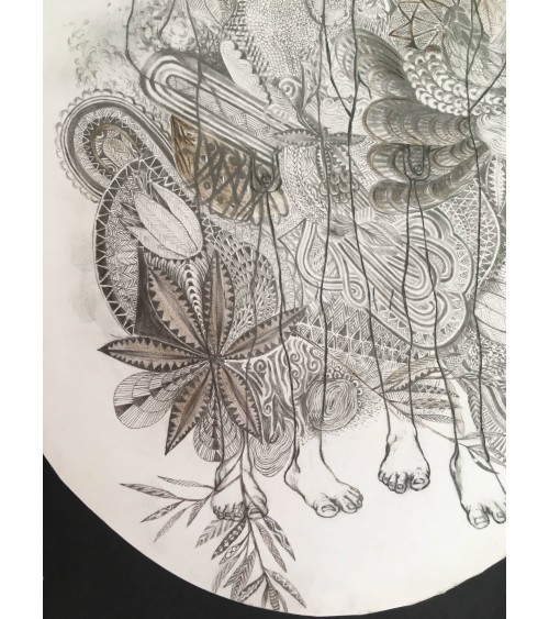 Tableau titré « Eden », 2019, par le peintre cubain Vladimir Carvajal, détail