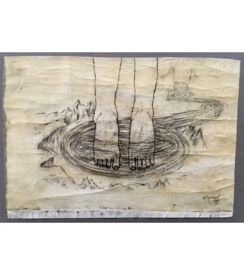 Tableau titré « Montée des eaux », 2017, par le peintre cubain Vladimir Carvajal