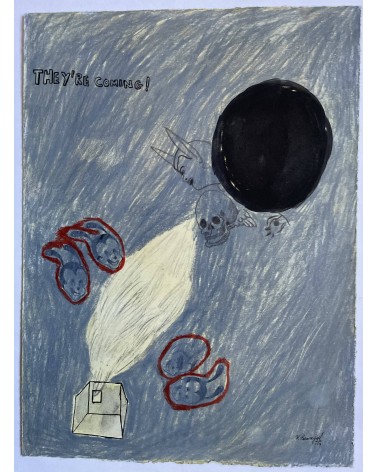 Tableau titré « They are coming », 2019, par le peintre cubain Vladimir Carvajal