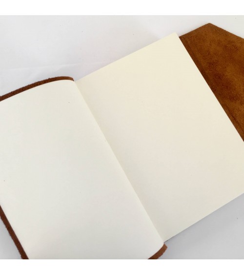 Carnet Manufactus Laccio, couverture cuir veau Marron, 256 pages papier vélin, fabriqué en Italie