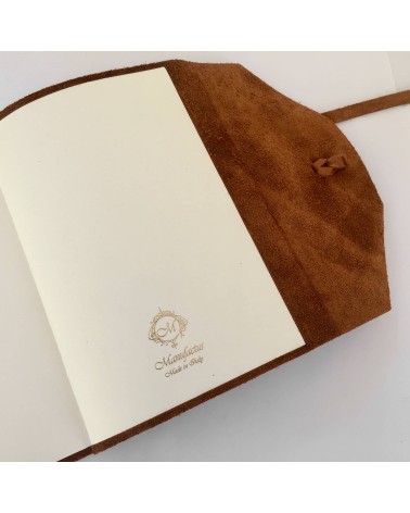 Carnet Manufactus Laccio, couverture cuir veau Marron, 256 pages papier vélin, fabriqué en Italie
