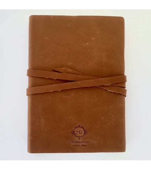 Carnet Manufactus Laccio, couverture cuir veau Marron, 256 pages papier vélin, fabriqué en Italie