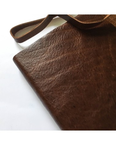 Carnet Manufactus Laccio, couverture cuir veau Vintage Brown, 256 pages papier vélin, fabriqué en Italie